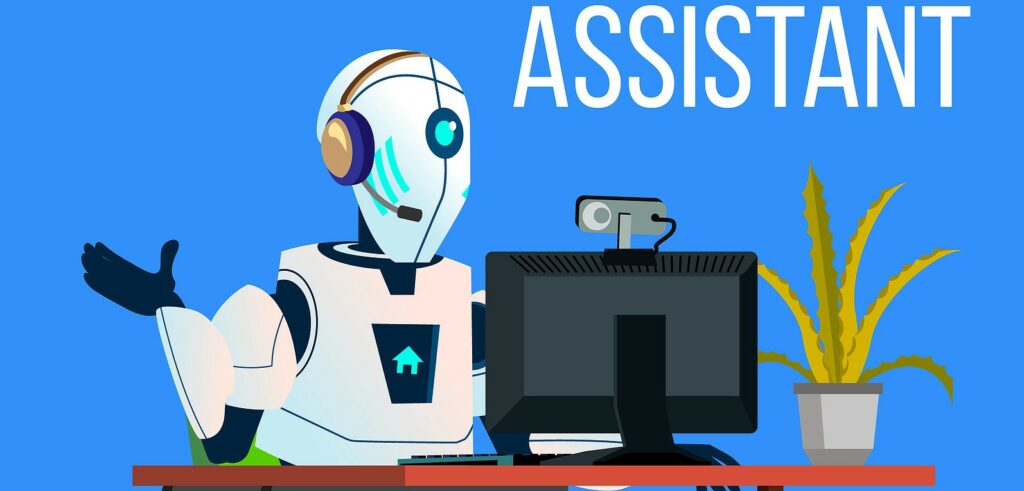 Robot assistant on a compter with a web cam